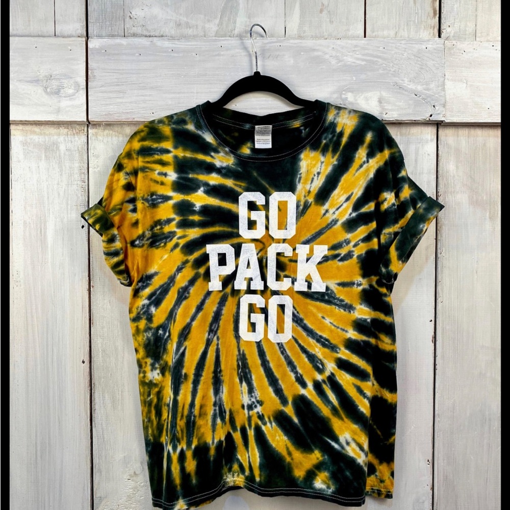 Short sleeve tie dye GO PACK GO Green Bay Packer t shirt size 2XL